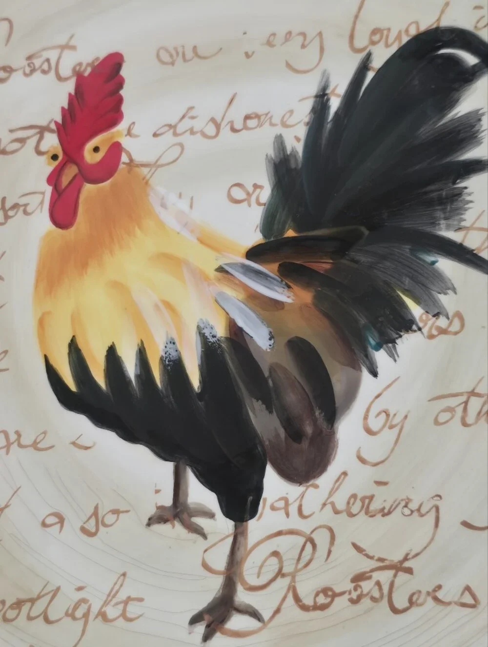 Rooster Pedestal Cake Plate Approximately 9 In Round